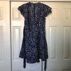 QED London faux wrap a-line tie-back dress for party or wedding